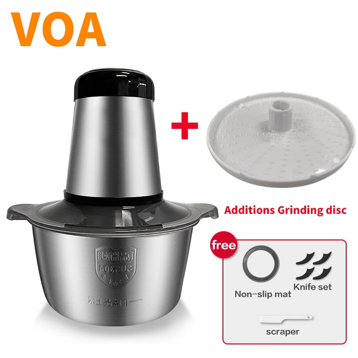 VOA 2 Speeds Electric Chopper Stainless Steel Meat Grinder
